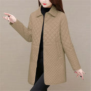 Women's Quilted Jacket - Fold-Down Collar with Button Front