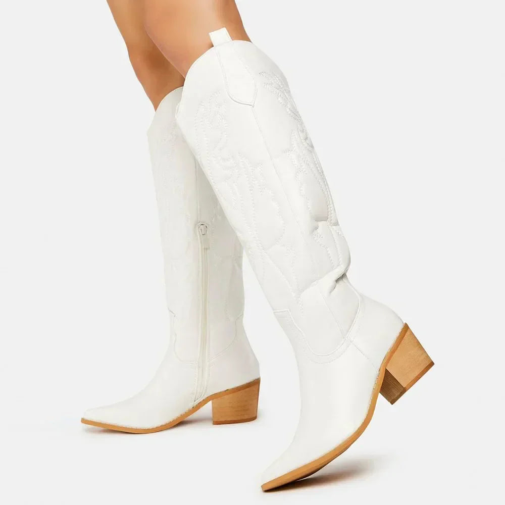 Women's Classic Knee-High Cowboy Boots - Winter Ready & Plus Size