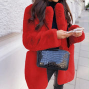 Women's Soft Coat - Lapel Collar and Oversize Fit