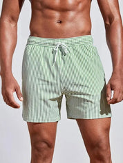 Quick-Dry Striped Swim Shorts for Men