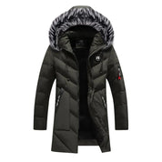 Men's Winter Long Parka - Fluffy Trim Hooded Design