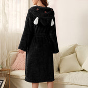 Women's Dressing Gown - Hooded with Ears and Self-Tie Belt