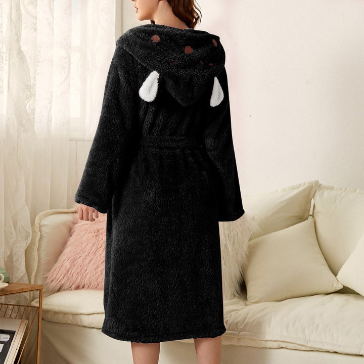 Women's Dressing Gown - Hooded with Ears and Self-Tie Belt