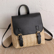 Women's Vintage Woven Backpack - Boho Summer Straw Daypack