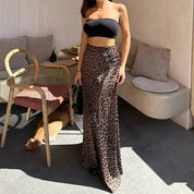 Women's Leopard Print Skirt - High Waist Chic Versatile