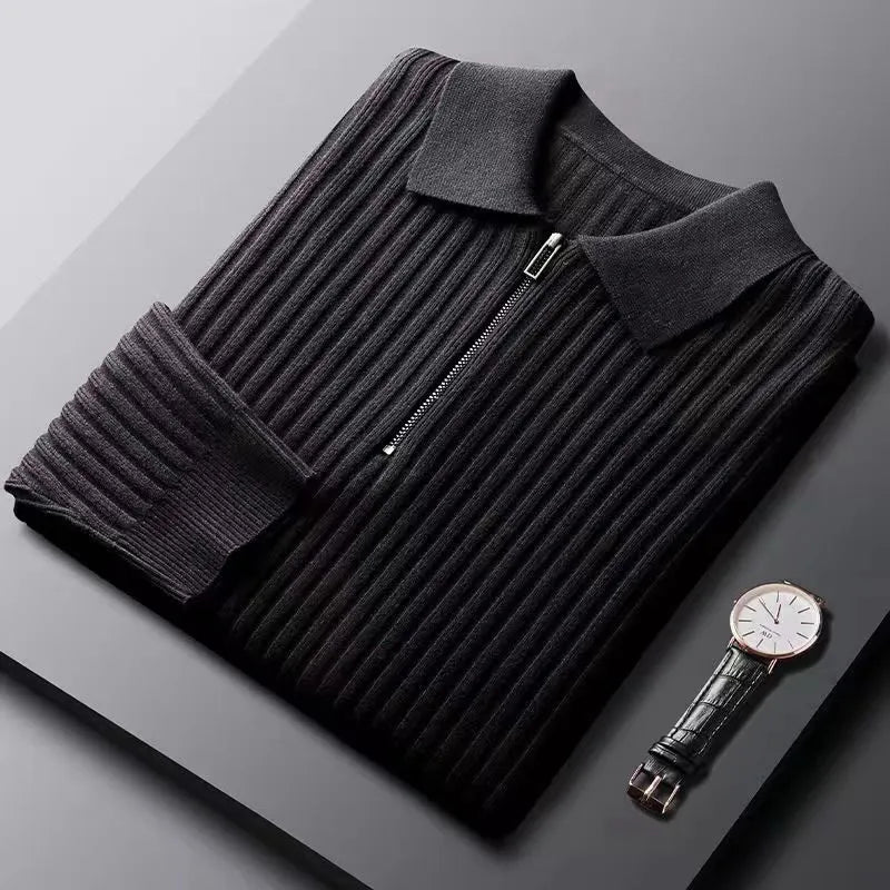 Men's Jumper - Quarter-Zip with Ribbed Design
