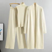 Women's Three-Piece Set - Longline Cardigan and Trousers