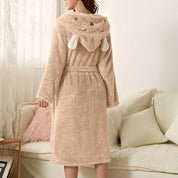 Women's Dressing Gown - Hooded with Ears and Self-Tie Belt