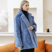 Women's Soft Coat - Lapel Collar and Oversize Fit