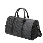 Men's Geometric Print Travel Duffle Bag - Leather Weekender