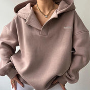 Women's Oversized Hoodie - Pullover with V-neckline
