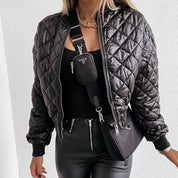 Women's Quilted Jacket - Cropped Bomber Style