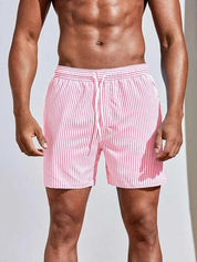 Quick-Dry Striped Swim Shorts for Men