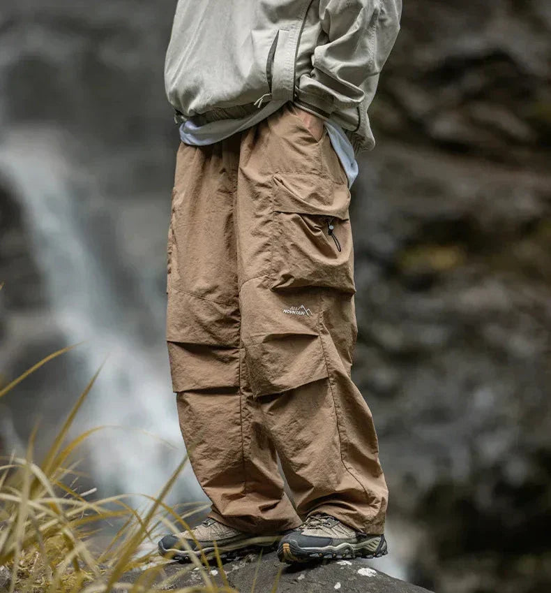 Men's Cargo Trousers - Elasticated Waist and Flap Side Pockets