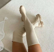 Women's Over-the-Knee Sock Boots - Chunky Platform Style