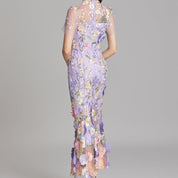 Women's Elegant Embroidered Midi Dress - Sleeveless, Timeless Design