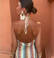 Colourful and Elegant Patterned Halter Neck Maxi Dress for Women