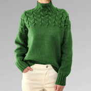 Women's Jumper - Funnel Collar with Textured Knit Design