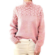 Women's Jumper - Funnel Collar with Textured Knit Design