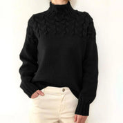 Women's Jumper - Funnel Collar with Textured Knit Design