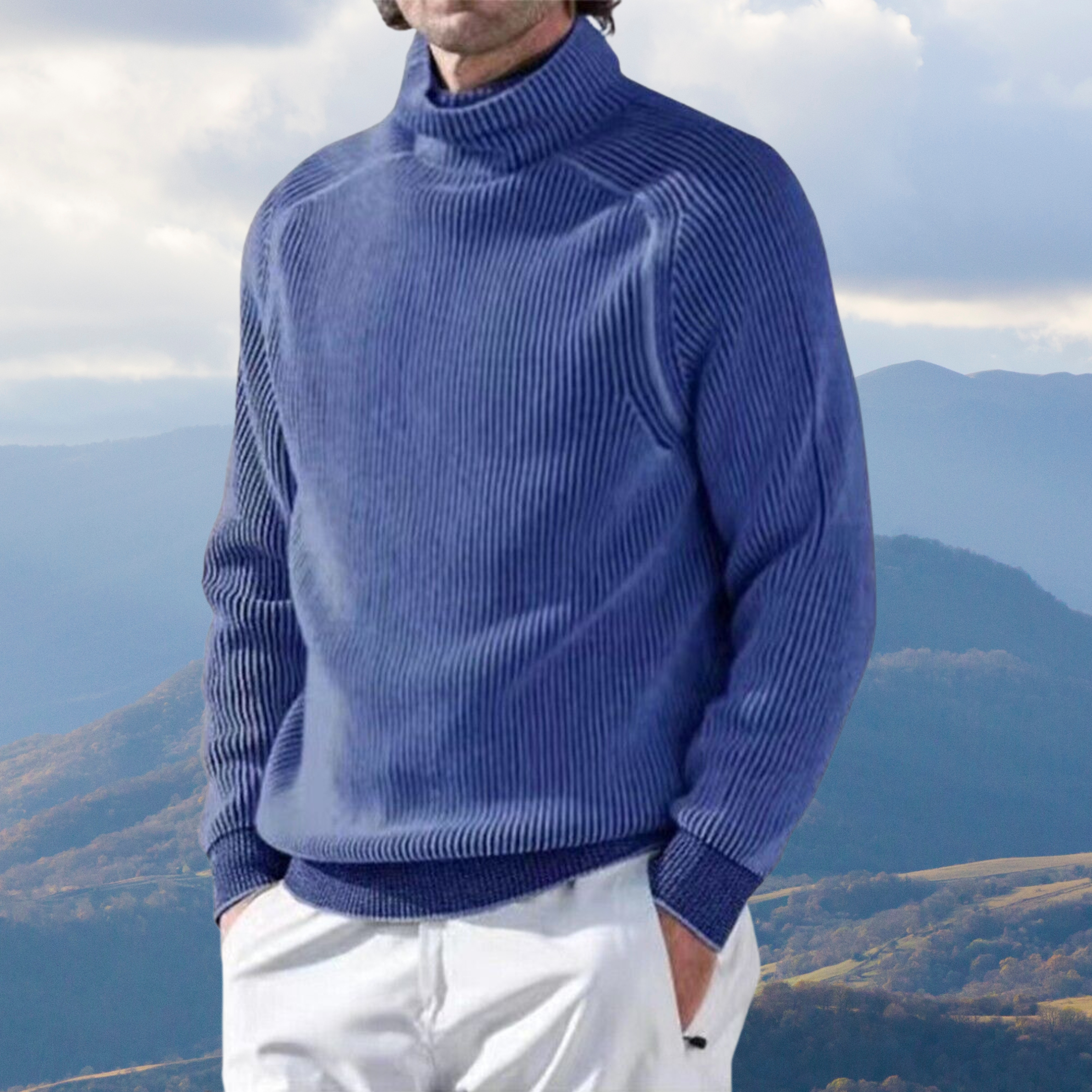 Men's Roll Neck Knit Jumper - Smart Casual & Winter Wear