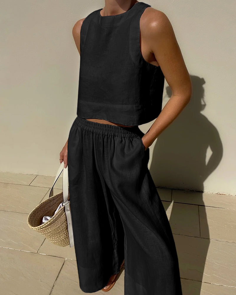 Minimalist Linen Two-Piece Set for Women