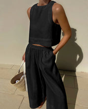 Minimalist Linen Two-Piece Set for Women