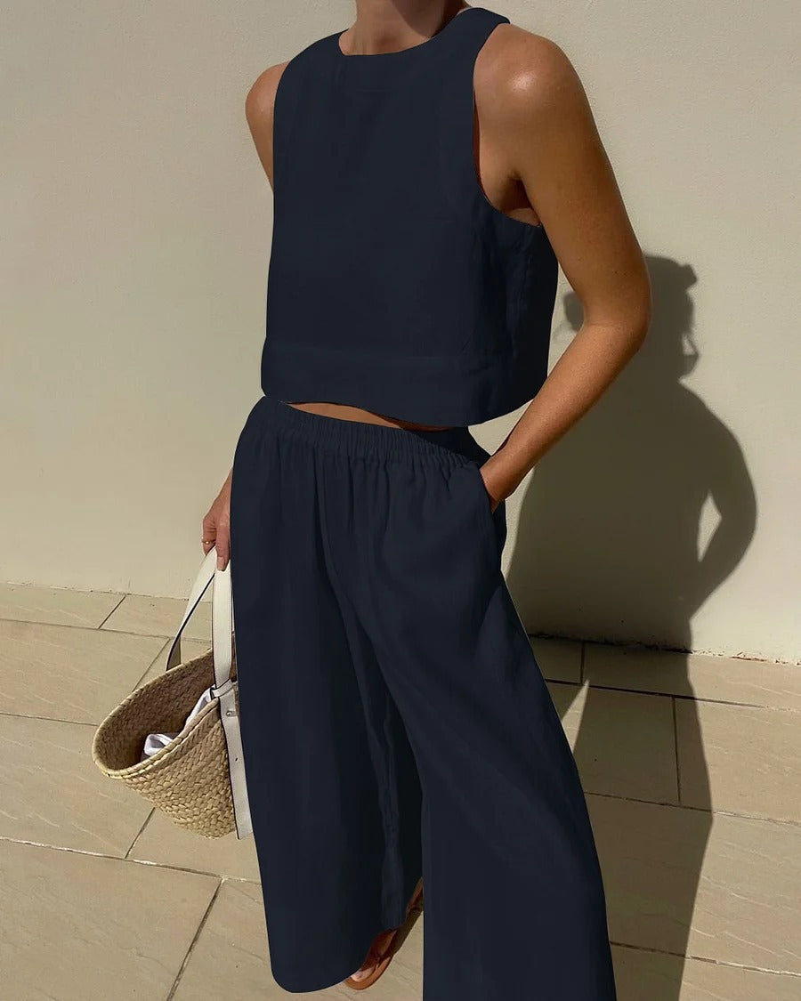 Minimalist Linen Two-Piece Set for Women