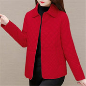 Women's Quilted Jacket - Fold-Down Collar with Button Front