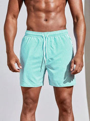 Quick-Dry Striped Swim Shorts for Men