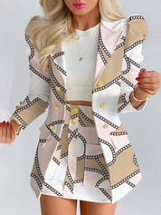 Chic and Elegant Blazer and Mini Skirt Set for Women