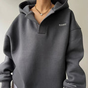 Women's Oversized Hoodie - Pullover with V-neckline