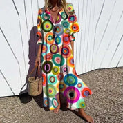 Women's Boho V-Neck Maxi Dress - Flowy, Lightweight & Versatile