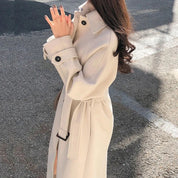 Women's Long Belted Trench Coat - Elegant Winter Outerwear