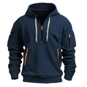 Men's Hoodie – Zip Neck with Multiple Pockets