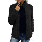 Women's Winter Teddy Jacket - Full Zip and High Collar Design
