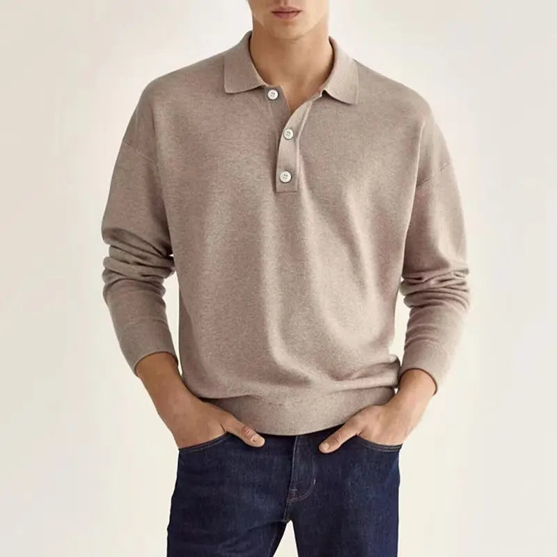 Classic and Trendy Long-Sleeve Polo Shirt for Men