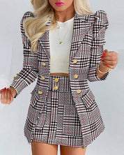 Chic and Elegant Blazer and Mini Skirt Set for Women