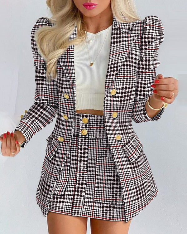 Chic and Elegant Blazer and Mini Skirt Set for Women