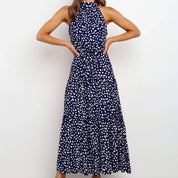 Stylish Polka Dot Halter Dress for Women