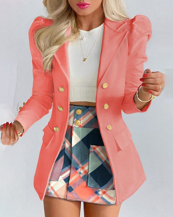 Chic and Elegant Blazer and Mini Skirt Set for Women