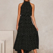 Stylish Polka Dot Halter Dress for Women