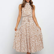 Stylish Polka Dot Halter Dress for Women