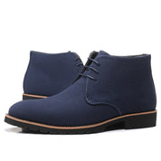 Men's Lace-Up Ankle Boots - Textured Upper with Low Heel