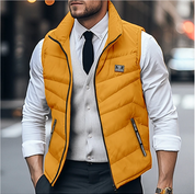 Men's Gilet - Stand Collar with Quilted Padded Design
