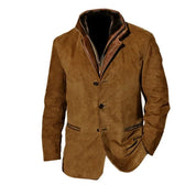 Men's Blazer - Layered Collar and Button-Front Design