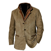 Men's Blazer - Layered Collar and Button-Front Design
