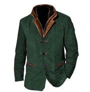 Men's Blazer - Layered Collar and Button-Front Design