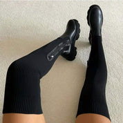 Women's Over-the-Knee Sock Boots - Chunky Platform Style