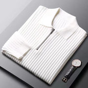 Elegant Polo-Style Zip Pullover for Men